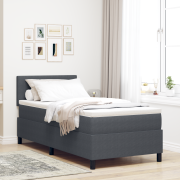 vidaXL Bäddbotten med madrass & LED Mörkgrå 80x200 cm Kordunge tyg