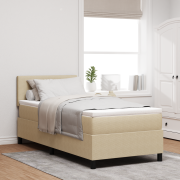 vidaXL Boxspring-säng med madrass & LED-lampa beige kordstymsduk