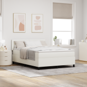 vidaXL Boxspring säng med madrass & LED kräm 160x200 cm kordfärgad tyg