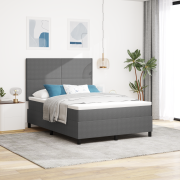 vidaXL Boxmadrass med Madrass & LED Lampa Ljusgrå 140x200 cm Kordflors...