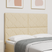 vidaXL Sänggavel Diamantblock Design Gräddvit 140 cm Tyg