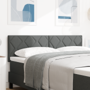 vidaXL LED-huvudgavel diamantblockdesign Mörkgrå 144 cm Tyg