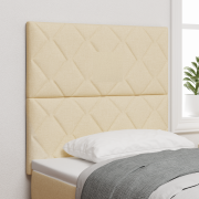 vidaXL LED Huvudgavel Diamond Blocks Design Gräddvit 90 cm Tyg
