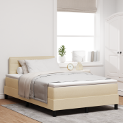 vidaXL Boxspring säng med madrass krämfärgad 120x200 cm tyg