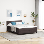 vidaXL Boxspring-säng med madrass Mörkbrun 160x200 cm Tyg