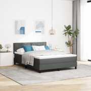 vidaXL Sängbotten med Madrass Mörkgrå 140x200 cm Tyg