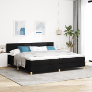 vidaXL Boxspring Säng med Madrass Svart 200x200 cm Tyg