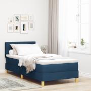 vidaXL Box spring-säng med madrass Blå 100x200 cm Tyg