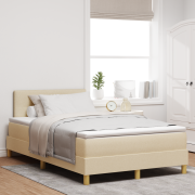 vidaXL Box Spring Säng med Madrass Grädde 120 x 200 cm Textil