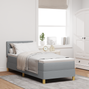 vidaXL Boxspring säng med madrass Ljusgrå 80x200 cm Tyg