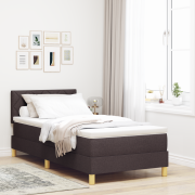 vidaXL Boxspringbädd med madrass Mörkbrun 90x200 cm Tyg