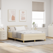 vidaXL Boxspring-säng med madrass Grädde 160x200 cm Tyg
