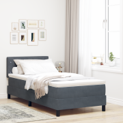 vidaXL Boxspring Säng med Madrass Mörkgrå 90x200 cm Sammet