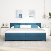 vidaXL Resårsäng med madrass 200x200 cm mörkblå sammet