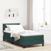 vidaXL Box spring säng med madrass mörkgrön 100x200 cm sammet