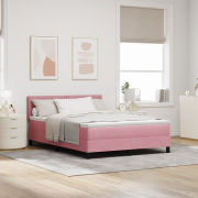 vidaXL Sängram med Madrass Rosa 160x200 cm Sammet