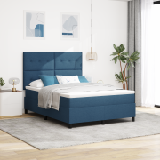vidaXL Bokäng Säng med Madrass Blå 160x200 cm Tyg