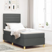 vidaXL Mörkgrå Box Fjäder Säng med Madrass 80x200 cm