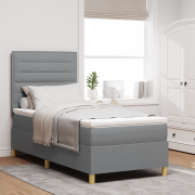 vidaXL Box Spring Säng med Madrass Ljusgrå 100x200 cm Tyg