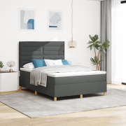 vidaXL Boxspring-säng med madrass mörkgrå 160x200 cm tyg