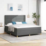 vidaXL Boxspring säng med madrass Mörk grå Super King Tyg