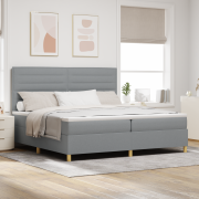 vidaXL Sängbotten med madrass Ljusgrå 200x200 cm Tyg