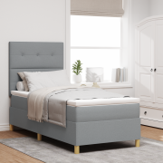 vidaXL Box Spring Bed med madrass Ljusgrå 80x200 cm Tyg