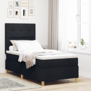 vidaXL Box Våningssäng med madrass Svart 100x200 cm Tyg