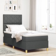 vidaXL Bäddmadrass med sängram Mörkgrå 90x200 cm Tyg