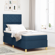 vidaXL Boxfjädersäng med madrass Blå 100x200 cm Tyg