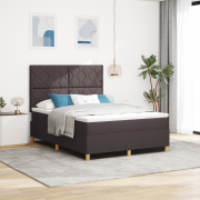 vidaXL Box Spring Bed med madrass mörkbrun 140x190 cm tyg