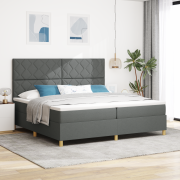 vidaXL Boxmadrass med madrass mörkgrå 200x200 cm tyg