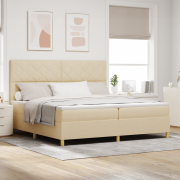 vidaXL Boxfjärrsäng med madrass Kräm 200x200 cm Tyg