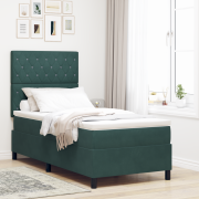 vidaXL Resårsäng med madrass 90x200 cm mörkgrön sammet