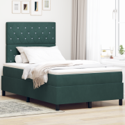 vidaXL Resårsäng med madrass 120x190 cm mörkgrön sammet