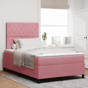 vidaXL Resårsäng med madrass 120x200 cm rosa sammet