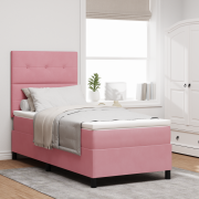 vidaXL Resårsäng med madrass 90x200 cm rosa sammet
