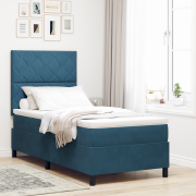 vidaXL Resårsäng med madrass 90x190 cm mörkblå sammet