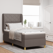 vidaXL Resårsäng med madrass 90x200 cm taupe tyg
