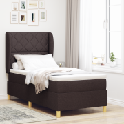vidaXL Resårsäng med madrass 100x200 cm mörkbrun tyg