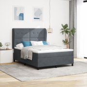 vidaXL Resårsäng med madrass 140x190 cm mörkgrå sammet