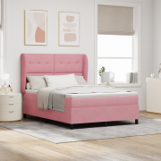 vidaXL Resårsäng med madrass 160x200 cm rosa sammet