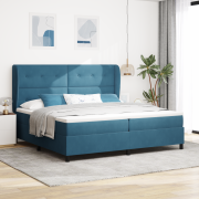 vidaXL Resårsäng med madrass 200x200 cm mörkblå sammet