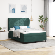vidaXL Resårsäng med madrass 140x200 cm mörkgrön sammet