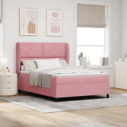 vidaXL Resårsäng med madrass 160x200 cm rosa sammet