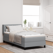 vidaXL Box Spring-säng med madrass i ljusgrått, 90 x 190 cm, tyg