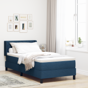 vidaXL Boxfjädersäng med madrass Blå 100x200 cm Tyg