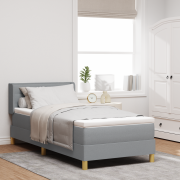 vidaXL Boxspring säng med madrass i ljusgrå, 90 x 200 cm, tyg.
