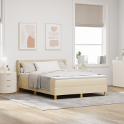 vidaXL Boxspring säng med madrass i grädde, 160x200 cm, tyg