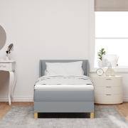 vidaXL boxspring säng med madrass i ljusgrå, 90 x 200 cm, tyg